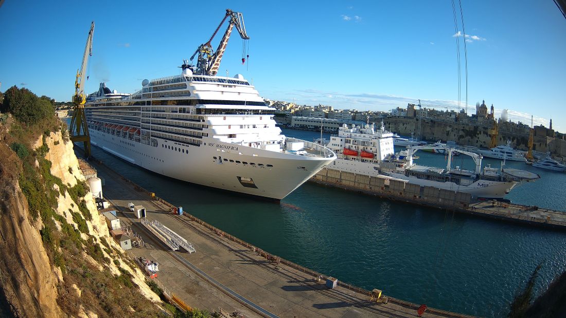 MSC Magnifica entering Palumbo Malta Shipyard