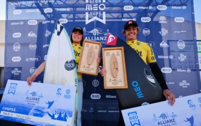 Maria Salgado e Francisco Ordonhas chegam de amarelo à fase decisiva da Liga MEO Surf